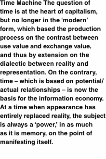 Time Machine The question of  time is at the heart of capitalis